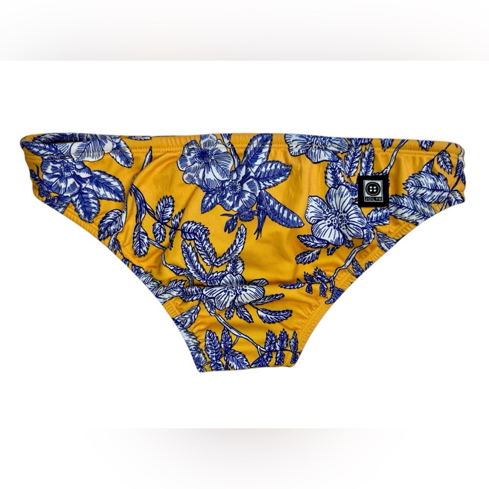Jolyn Andy Bikini Bottom - Yellow w/ Blue & White Floral - Picture 2 of 8